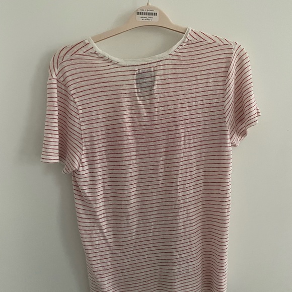 Zoe Karssen Red Logo Linen Striped Tee - Small - Picture 2 of 3